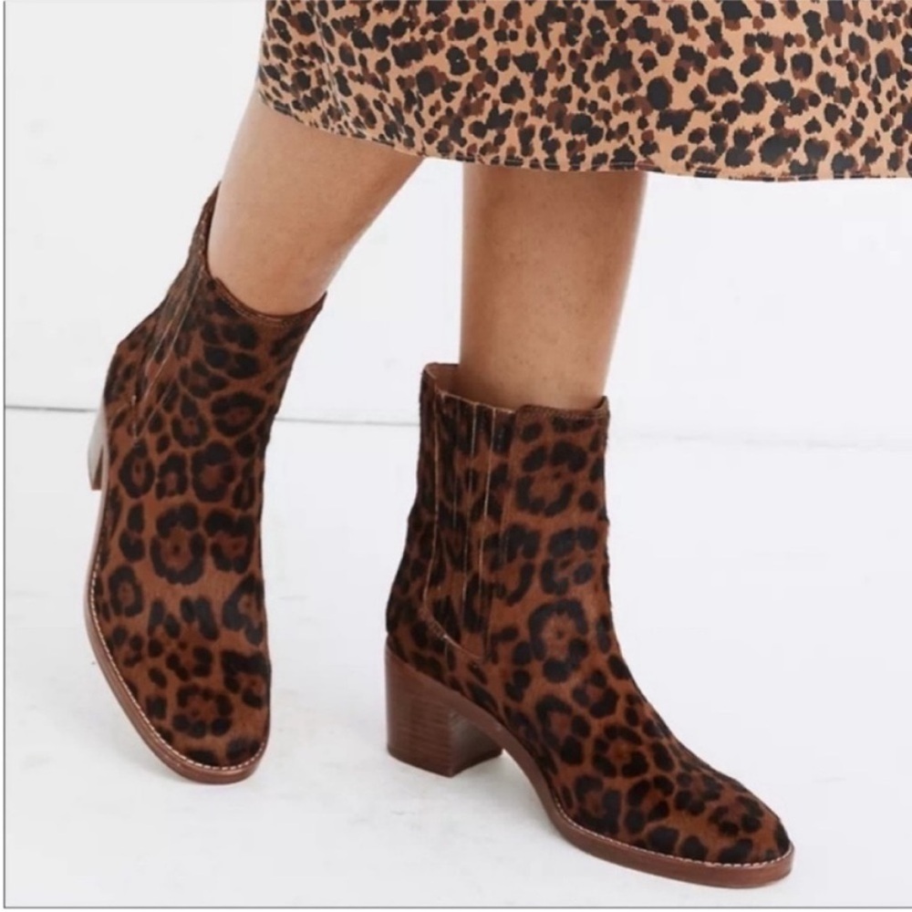 NWT Madewell Autumn High Chelsea Dark Leopard Boots 7.5